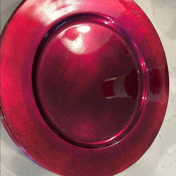 7 purple chargers . Looks great with white and silver china. - Picture 1 of 2